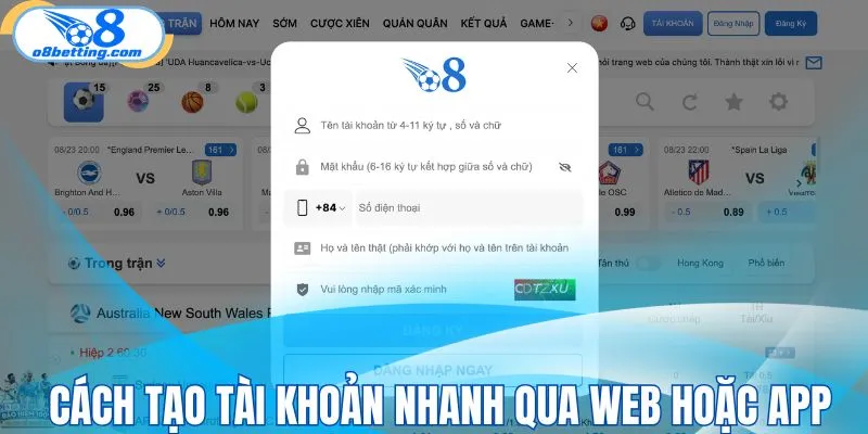 Cách tạo tài khoản nhanh qua web hoặc app
